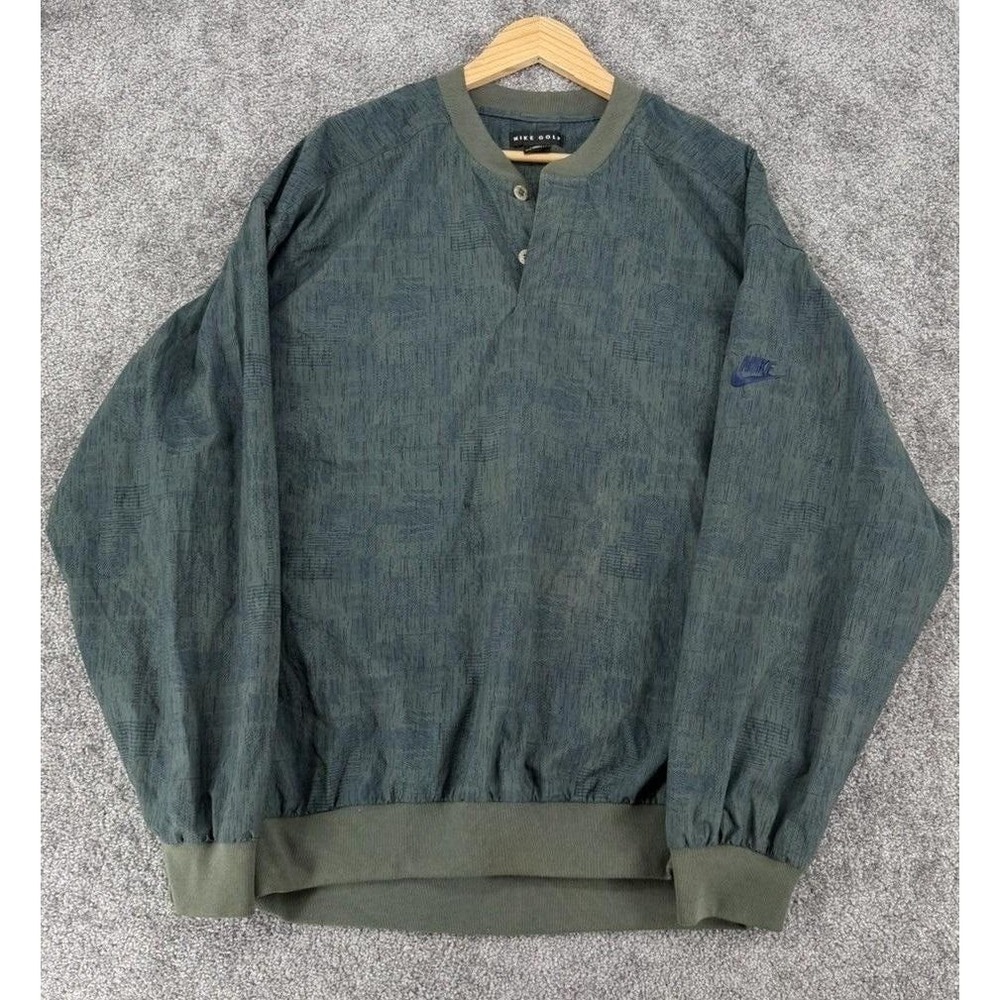 VTG Nike Golf Pullover Windbreaker Mens XL Green Geometric Y2K Tiger Swoosh
